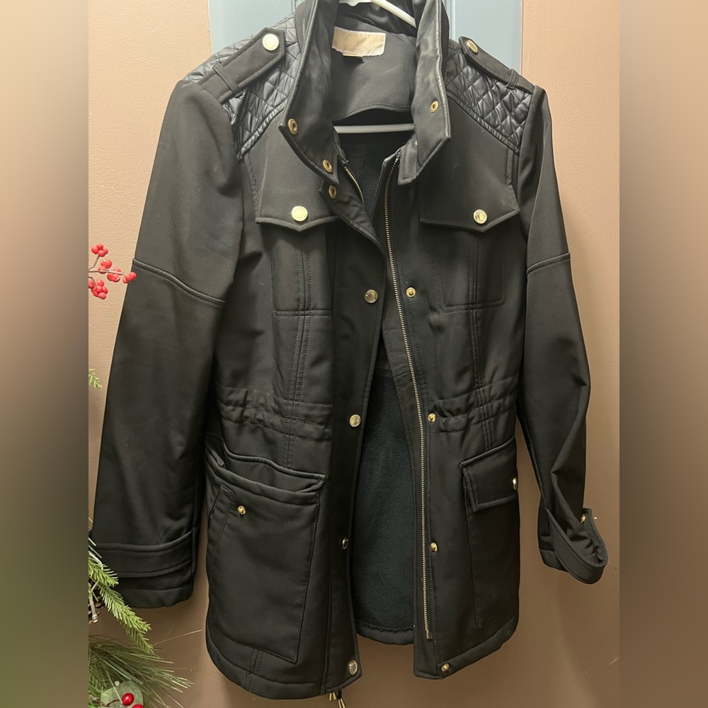 Michael Kors Black Utility Jacket with Quilted Accents